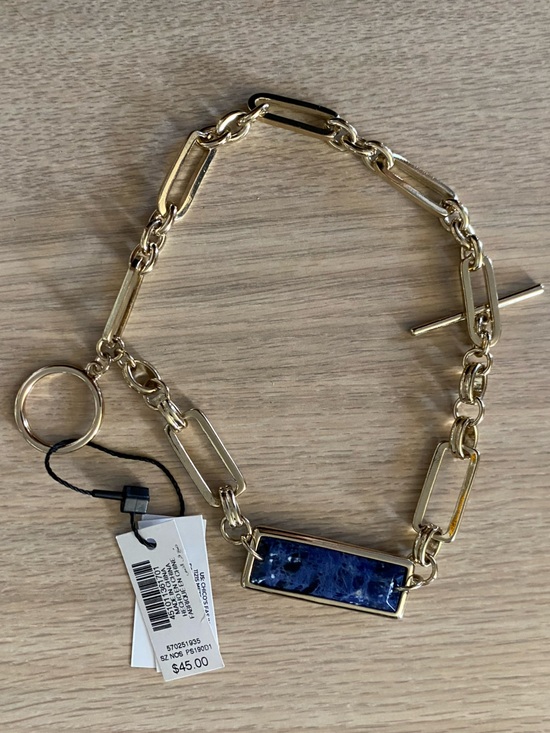 White House Black Market Jewelry - White House Black Market Gold-Tone Chain Bracelet with Blue Stone Bar NWT